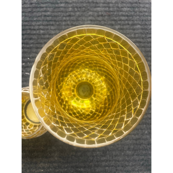 Yellow Mosaic Glass Hurricane Vase and Votive Set EUC Vintage Decor - Picture 8 of 12